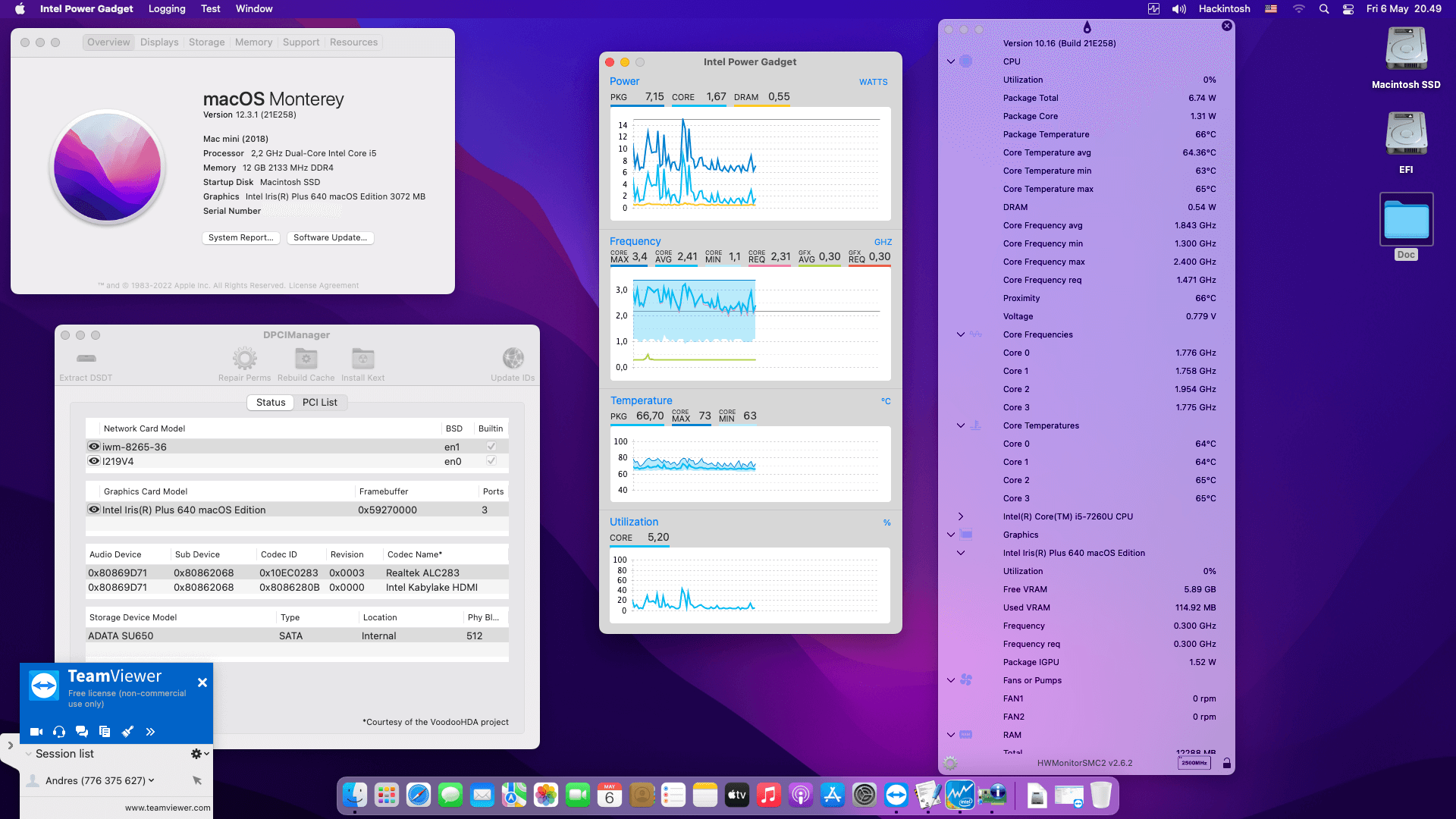 Success Hackintosh macOS Monterey 12.3.1 Build 21E258 in Intel NUC Kit NUC7i5BNH